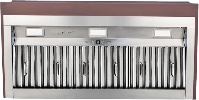 Handmade Copper Range Hood, Custom Kitchen Hood with High Airflow Built-in Range Hood, Natural Copper Stove Vent Hood for Kitchen, 48"W x 27"H Wall Mount, HCW22PC-482722NCS