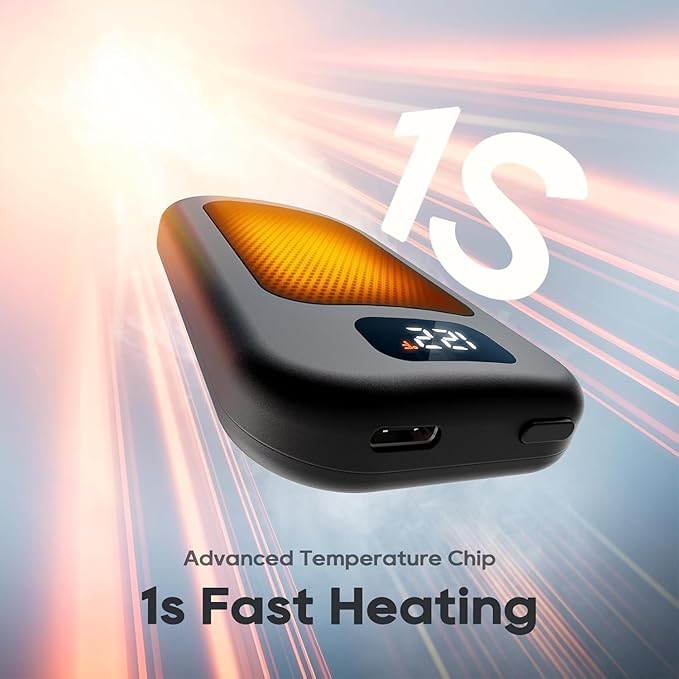 Hotdot Hand Warmers Rechargeable 2 Pack, 3 Heat Levels (104–121°F), Real-Time Temp & Battery Display, Electric Hand Warmers, Fast Heating, Fits in Gloves/Pocket, Gifts for Women & Men