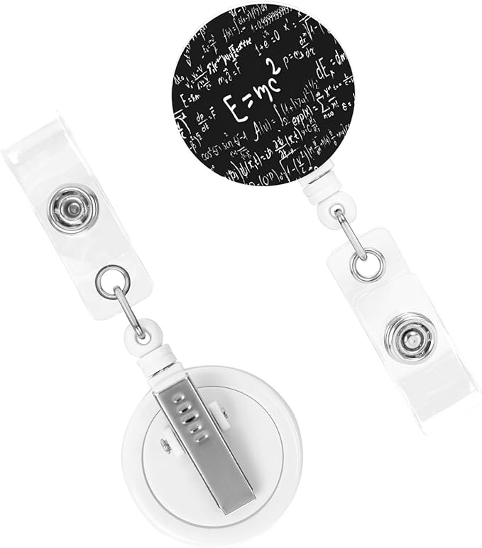 Maths Equations Badge Reels Retractable Badge Holder with Clip for Id Name Tag Office Worker Student Teacher Nurse Doctor