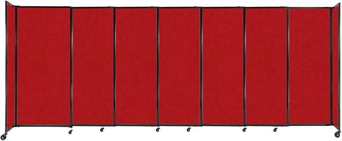Versare Straightwall Sliding Portable Wall Partition | Freestanding Office Dividers | Locking Wheels | Temporary Room Separator | 15'6'' Wide x 6' Tall Red Fabric Panels
