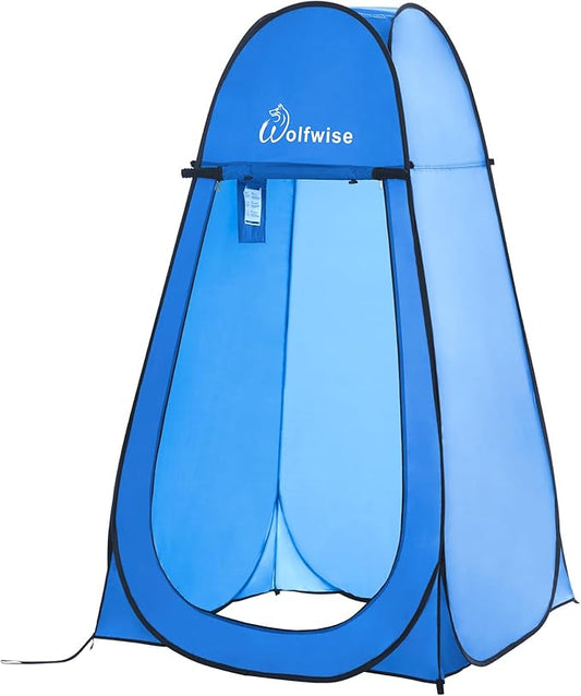 Wolfwise Pop Up Changing Tent for Beach, Camping Portable Shower Tents, Outdoor Privacy Bathroom, Change Dressing Clothes Porta Potty Tent Pop Up Instant for Camp, Toilet, Blue