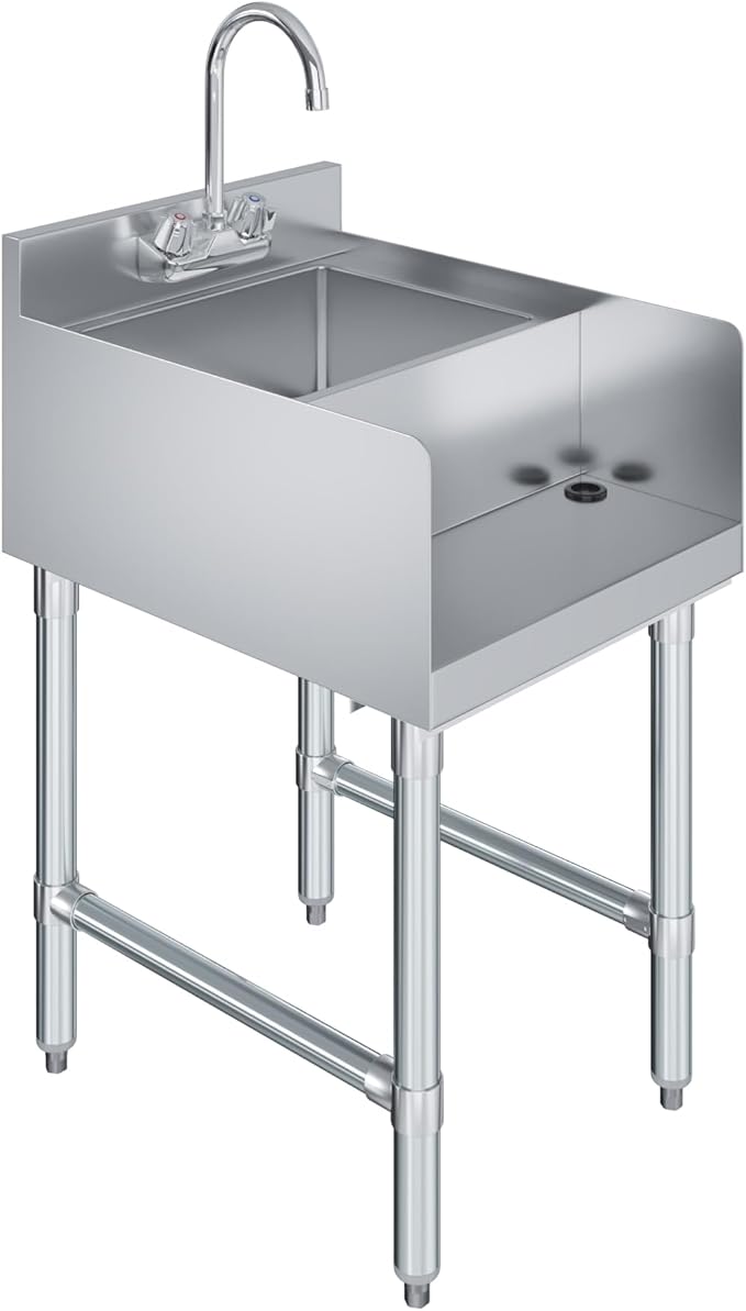 AmGood 22 in. x 18 in. Stainless Steel Blender Station with Dump Sink and Faucet