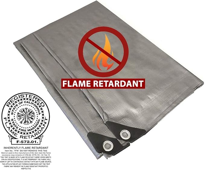 Fire Retardant Heavy Duty Shade Tarp (Silver) (40' x 50')