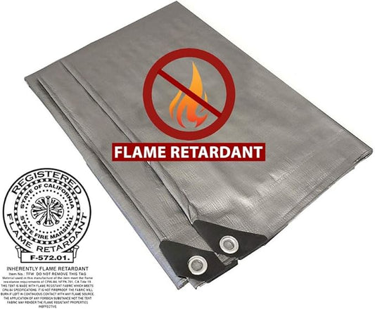 Fire Retardant Heavy Duty Shade Tarp (Silver) (10' x 16')