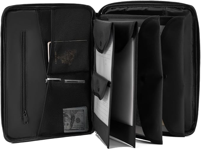 Portable Document Bag, Important Document Organizer, Storage Pouch File Folder for Important Papers, Emergency Binder, Birth Certificates, Social Security Cards, Passports, Photos (Black)