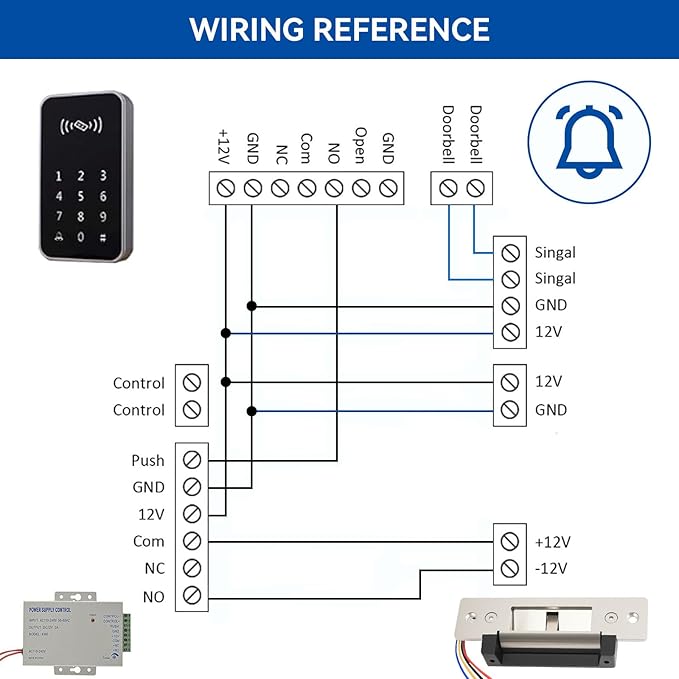 2025 Upgraded Signal Feedback Heavy Duty Electric Door Strike Lock for Door Access Control System Fail-Secure Fail-Safe Adjustable Access Control Beveled Locksets (Supports12VDC),Black