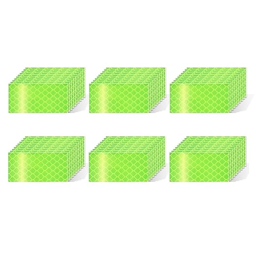 Fluorescent Reflective Stickers 1 inch X 2 inch, Outdoor Waterproof High Visibility Warning Safety Adhesive Reflector (60 Pcs)