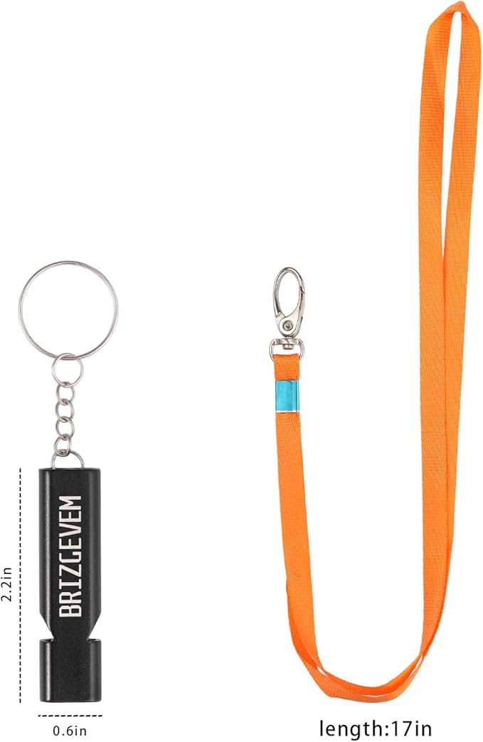 Survival Whistles 4-Pack & 6-Pack, Aluminum Emergency Safety Whistle with Lanyard and Keychain, Waterproof & Unbreakable for Hiking, Camping, Dog Training, Coaching, Emergency Kits