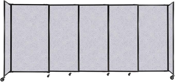 Versare Straightwall Sliding Portable Wall Partition | Freestanding Office Dividers | Locking Wheels | Temporary Room Separator | 11'3" Wide x 5' Tall Marble Gray SoundSorb Panels