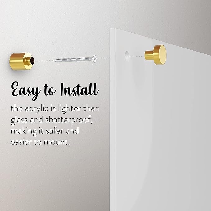 Acrylic Dry Erase Board for Wall with Stylish Border - Shipped Next Day, Made in USA, Non-Magnetic Whiteboard, Wall Mounted Board, Easy to Clean (White - 12x18)