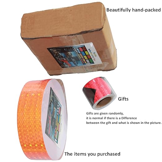 Orange Reflective Tape Outdoor Waterproof 2 inch Wide, High Visibility Industrial Marking Tape, Safety Adhesive Stickers (168 feet)