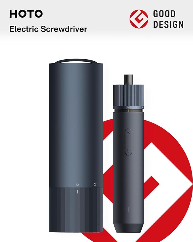 HOTO Electric Screwdriver Rechargeable, 3.6V Cordless Screwdriver Set USB-C, 1/4'' Hex Bits, 3 Torque Settings, 1500mAh Battery, LED Light & 12 S2 Metal Bits for Furniture/Electrical Repairs