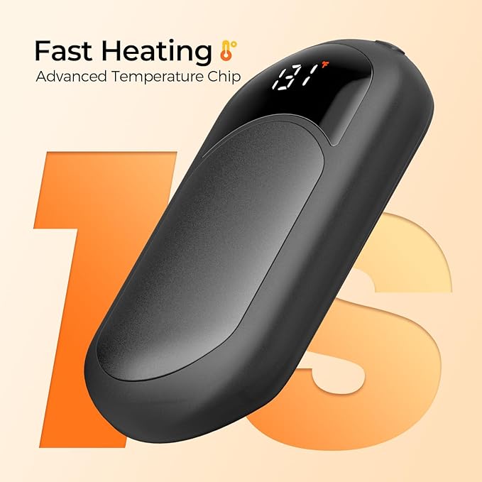 Hotdot Hand Warmers Rechargeable, Heat Levels (104–131°F), Real-Time Temp & Battery Display, Electric Hand Warmers, Fast Heating, Fits in Gloves/Pocket, Gifts for Women & Men