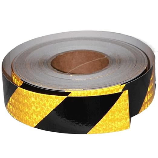 Reflective Tape Yellow Black 2 Inch x 168 Feet, Outdoor Waterproof Warning Reflector, Night Safety Stickers for Car Bicycles