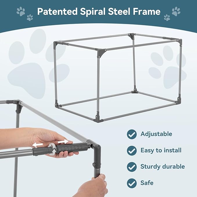 PETSFIT Soft Sided Dog Crate, with Patented Adjustable Fabric Cover, Chewproof & Lockable Mesh Doors, Waterproof Base Collapsible Kennel Red 30 Inch