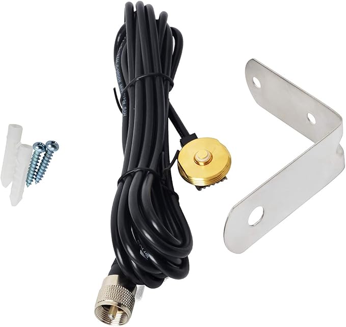 HYS Amateur Antennas Dual-Band NMO 20 Inch Antenna VHF 144/UHF 430MHz NMO L Shape Mount Mobile Antenna Bracket W/13 ft RG58 Coax Cable NMO to UHF-male/PL259 for Motorola Kenwood Midland Mobile Radios