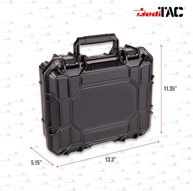 MediTac Marine Boat First Aid Medical Kit with Lightweight and Water Proof Black Case