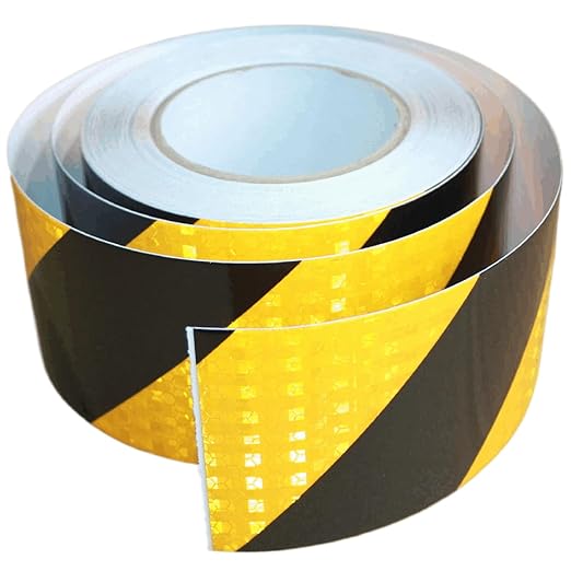 Yellow Black Reflective Tape Outdoor Waterproof 3 inch Wide, High Visibility Hazard Safety Industrial Marking Tape (66 feet)