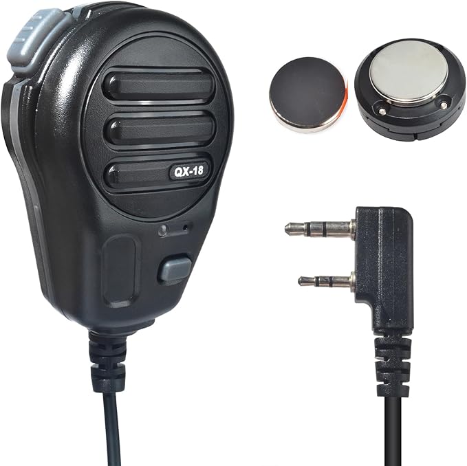 UAYESOK QX-18 Handheld Radio Magnetic Mic, 2 pin K-Type for Kenwood Baofeng Retevis, Walkie Talkie Speaker Mic for Vehicle Car Truck Fleet Off-Road Warehouse Construction (Black)