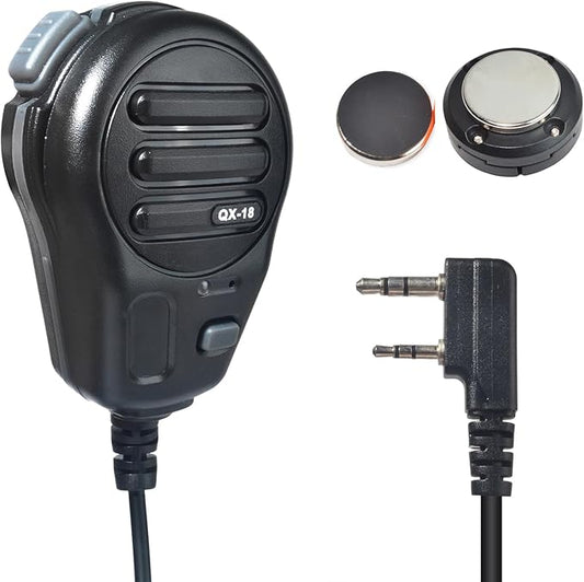 UAYESOK QX-18 Handheld Radio Magnetic Mic, 2 pin K-Type for Kenwood Baofeng Retevis, Walkie Talkie Speaker Mic for Vehicle Car Truck Fleet Off-Road Warehouse Construction (Black)