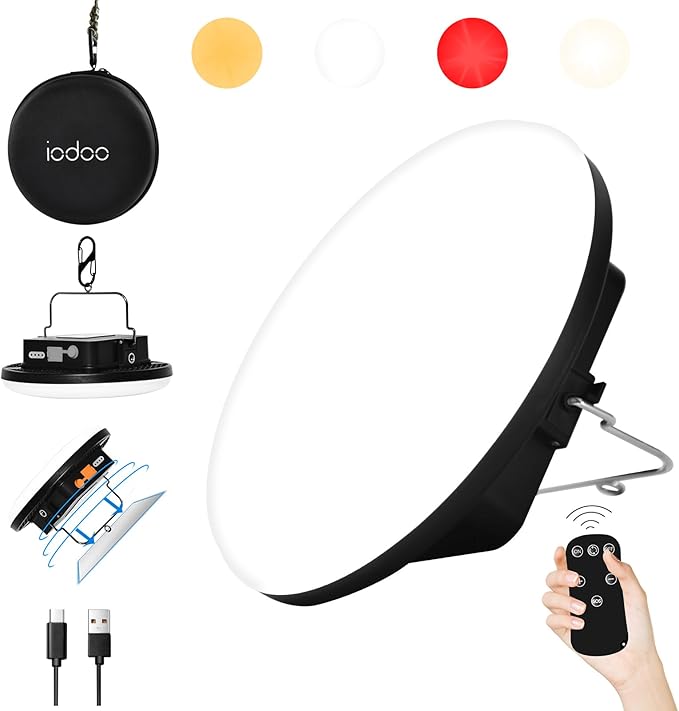 16500mAh 60W Rechargeable Camping Light with Remote 3000LM 2700/4000/6500K LED Camping Lantern Portable IP65 Waterproof Tent Lights Power Failur