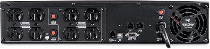 CyberPower OR1500PFCRT2U PFC Sinewave Battery Backup and Surge Protector, 1500VA/1050W, 8 Outlets, AVR, 2U Rack/Tower, UL Certified
