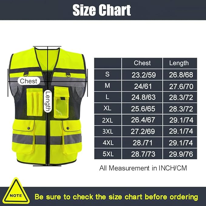 Safety Vest High Visibility Reflective Construction Vest for Men Women