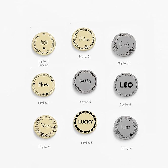 Cat Dog ID Tags Personalized 9 Corolla Styles Flower Wreath to Choose for Small Pets Collar Accessories Shiny Brass Copper Engraved Custom on Both Side