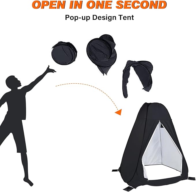 anngrowy Shower Privacy Tent, 7FT Extra Large Pop Up Toilet Tent, Portable Outdoor Bathroom Shower Enclosure, Privacy Shelter for Changing Camping Hiking Beach Dressing, Fishing, UPF50+