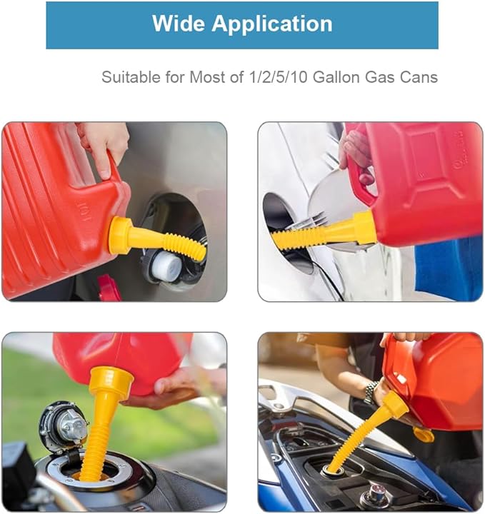 3 Pack Gas Can Spout Replacement, Upgraded Gas Cans Nozzle Replacement with Flexible Nozzle Leak-Proof Design, Fit for Most 1/2/5/10 Gallon Oil Cans