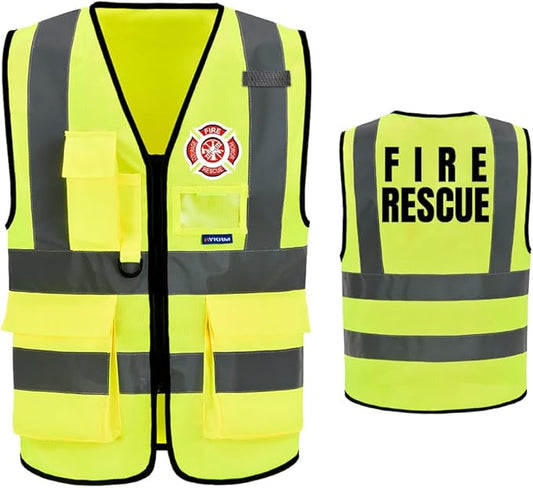 Reflective Security Safety Vests Heavy Duty with 7 Pockets and Front Zipper