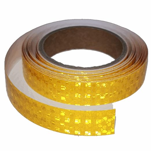 Industrial Reflective Tape Yellow 1 inch for Bikes, Outdoor Waterproof High Visibility Safety Warning Adhesive Stickers Strips (16 feet)