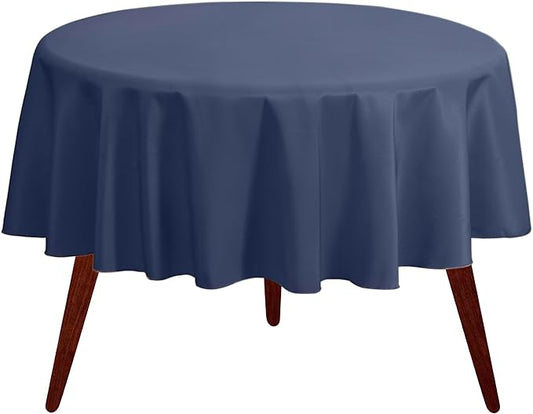 Gee Di Moda Round Tablecloth - 90 Inch Navy Blue Round Table Cloth for 30 to 60 Inch Round Tables - Heavy Duty Washable Fabric - for Buffet Table, Holiday Party, Dinner, Wedding & Baby Shower
