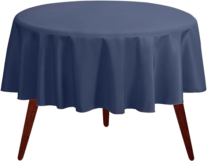 Gee Di Moda Round Tablecloth - 108 Inch Navy Blue Round Table Cloth for 48 to 72 Inch Round Tables - Heavy Duty Washable Fabric - for Buffet Table, Holiday Party, Dinner, Wedding & Baby Shower