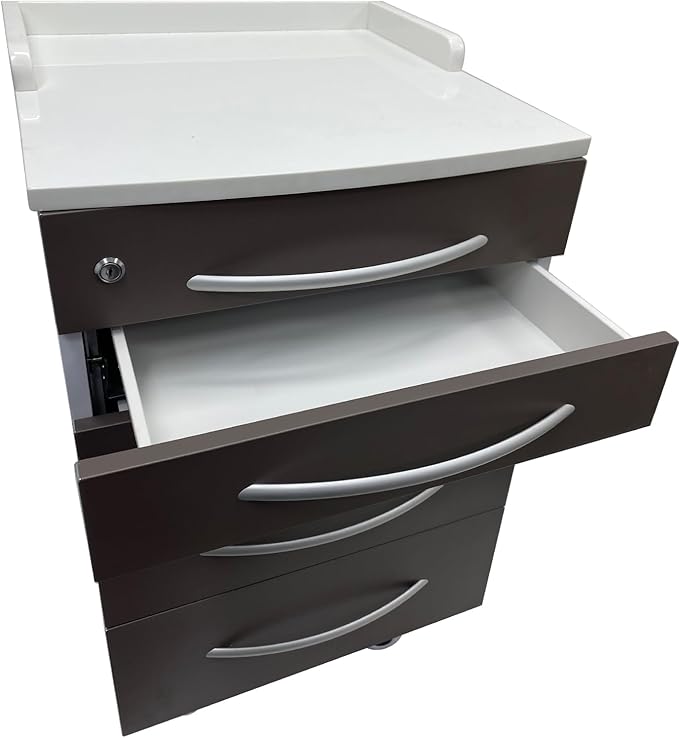 5 Drawers Dental Storage Cabinet with Dividers, Stainless Steel Cabinet Mobile Cart, Dental Mobile Cart with Wheels, for Clinics, Hospitals and Offices, Lockable