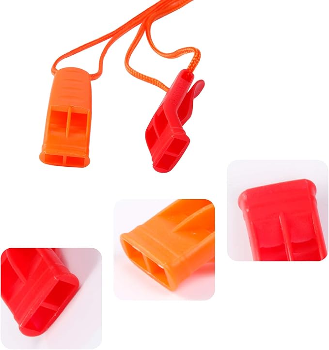 20 Pcs Emergency Safety Whistle Plastic Whistles Set with Lanyard
