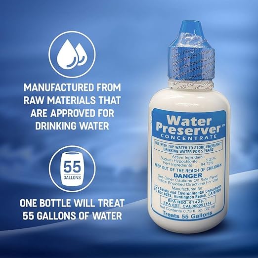 Water Preserver for 55 Gallon Water Tank - Purifies Water for Drinking for 5 Years - Ideal for Emergency Water Storage or Rain Collection - Survival Kit, Earthquake, Hurricane, Emergency Water-5 Pack
