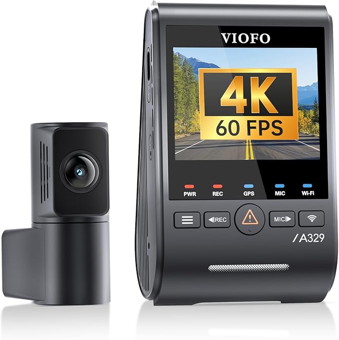 VIOFO A329S 4K 60FPS Dash Cam Front and Rear, 4K+2K Dual Dash Camera for Cars, Power Saving Parking Mode, Wi-Fi 6 App Control, Dual STARVIS 2 Sensors, Supports up to 4TB SSD or 512GB microSD Card