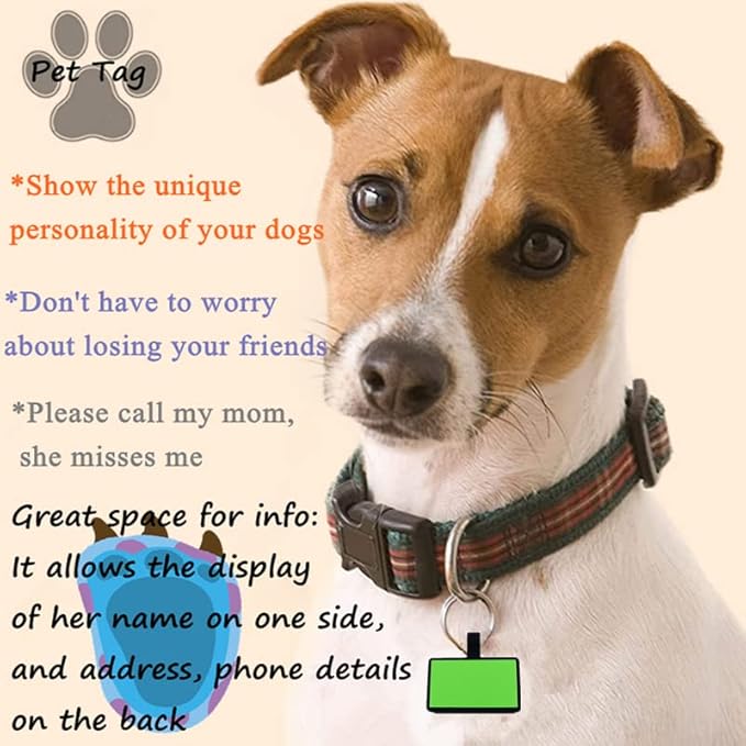 6 Pack New Square Silent Pet Tags Modifiable Dog Tag,Multiple Emergency Contact,Lightweight, No Jinging, Collar Accessories,Cat ID Tag