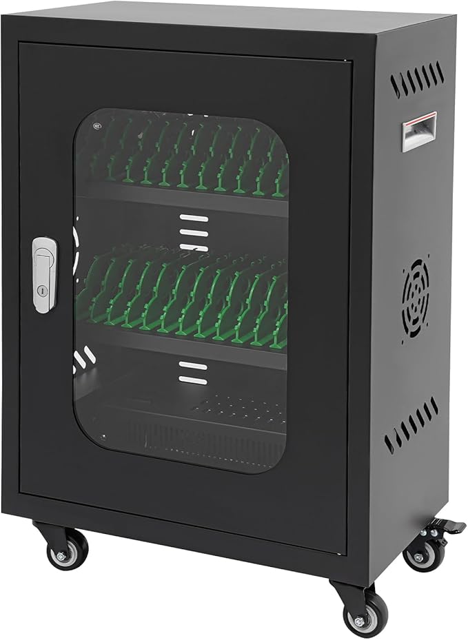 Cell Phone Locker 30 Slot Cellphone Charging Station Metal Cellphone Charging Cabinet Rechargeable Mobile Phone Cabinet for Office Classroom (30 Slot-Black)