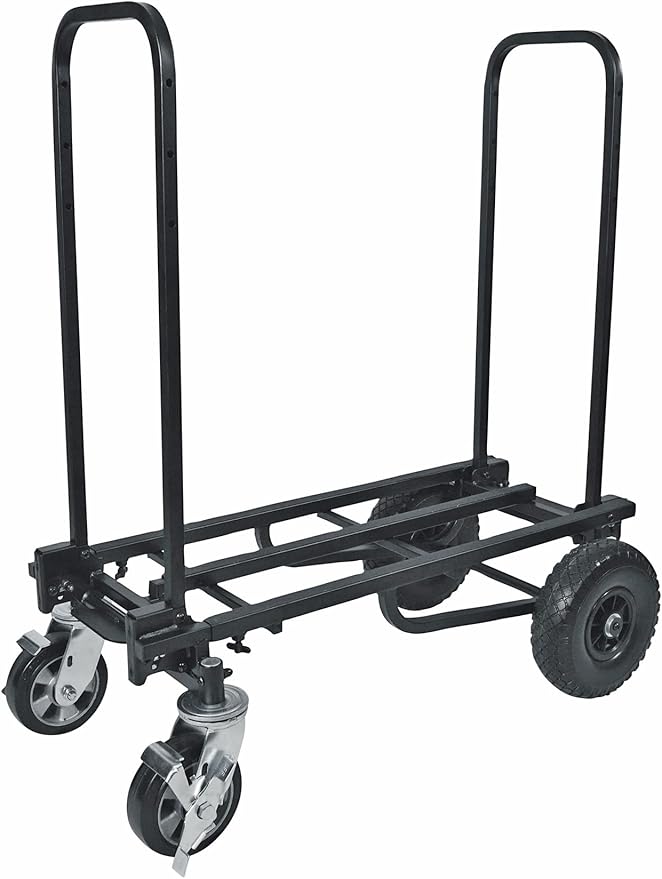 Rockville Rock Cart Off-Road DJ Transport Cart, Big Wheels, Smooth Casters, Wheel Locking, 700lbs Capacity, Folding, Steel, Perfect for Gigs & Events