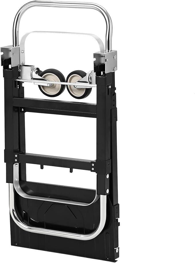 2 in 1 Convertible Hand Truck Dolly, 660 LBS Load Capacity Folding Cart with Wheels, Elastic Straps, Carbon Steel Collapsible Dolly Cart for Home, Warehouse, Supermarket, Office