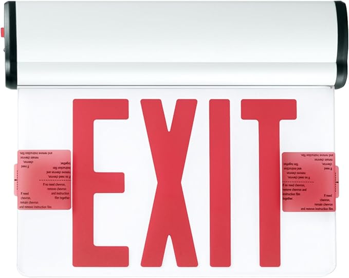 KastLite LED Emergency Edge-Lit Exit Sign, 90 Min Backup, Damp Rated, Red Letters with Arrows, UL Listed, 120/277VAC, Acrylic Panel - 2 Pack