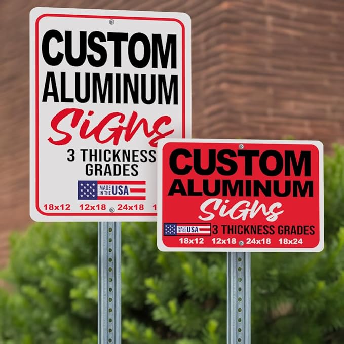 12x18" Custom Aluminum Sign with Text, Personalized Metal Sign for Outdoor, Customized Aluminum Signs for Business, Office or Home (Vertical)