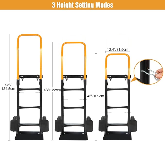 RedSwing 2 in 1 Convertible Hand Truck, Portable Utility Dolly Cart with Telescoping Handle 4 Wheels, Heavy Duty Folding Platform Cart for Industrial, Warehouse, Home, Office, Luggage,330 Lbs Capacity