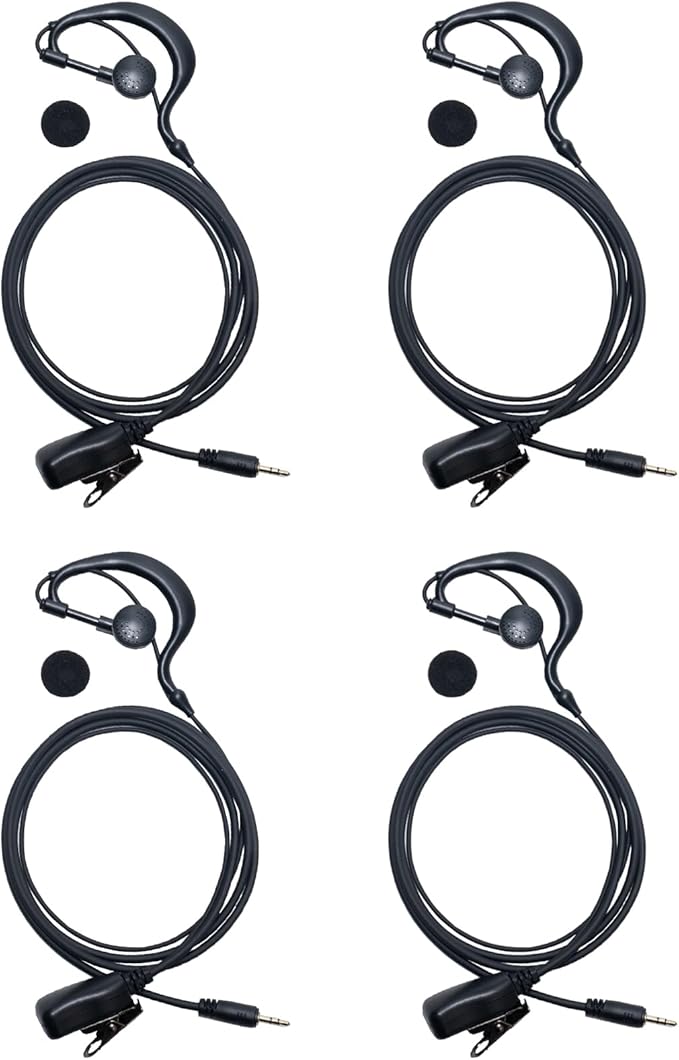 Earpiece Headset with MIC PTT for Cobra Microtalk Px655 Px650 Cxt195 Walkie Talkie Two Way Radio G Shape 4 Pack