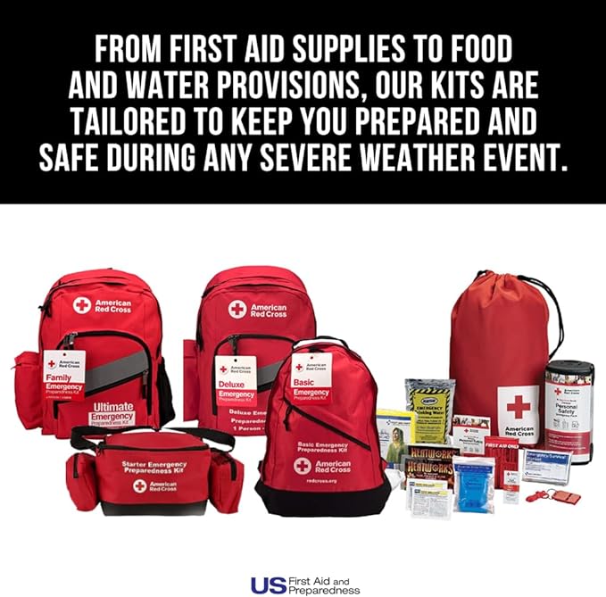American Red Cross Officially Licensed Product | 3-Day Emergency Preparedness Deluxe Backpack | 72 Hour Survival Supplies for 1 Person | Water, Phone Charger, Blanket, Food