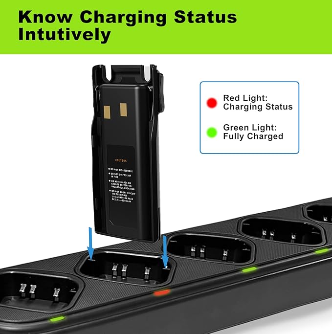 SAMCOM FPCN10A 6 Way Multi Unit Charger Battery Gang Charger for FPCN10A Two Way Radios Walkie Talkies, Six Way Charging Base Bulk Bank with Power Adapter (Radios Not Included)