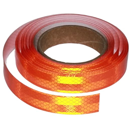 Industrial Non Fading Reflective Tape Orange 1 inch Wide, Outdoor Waterproof High Visibility Safety Warning Adhesive Strips (16 feet)
