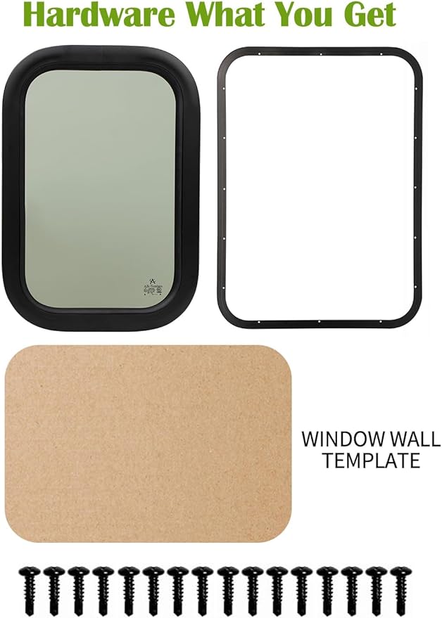 12"x18" Fixed RV Window | DOT & E-Mark Certified Tempered Glass, Aluminum Frame, 1.56" Thickness | Versatile Install, All-Weather, Energy-Efficient, Complete Kit